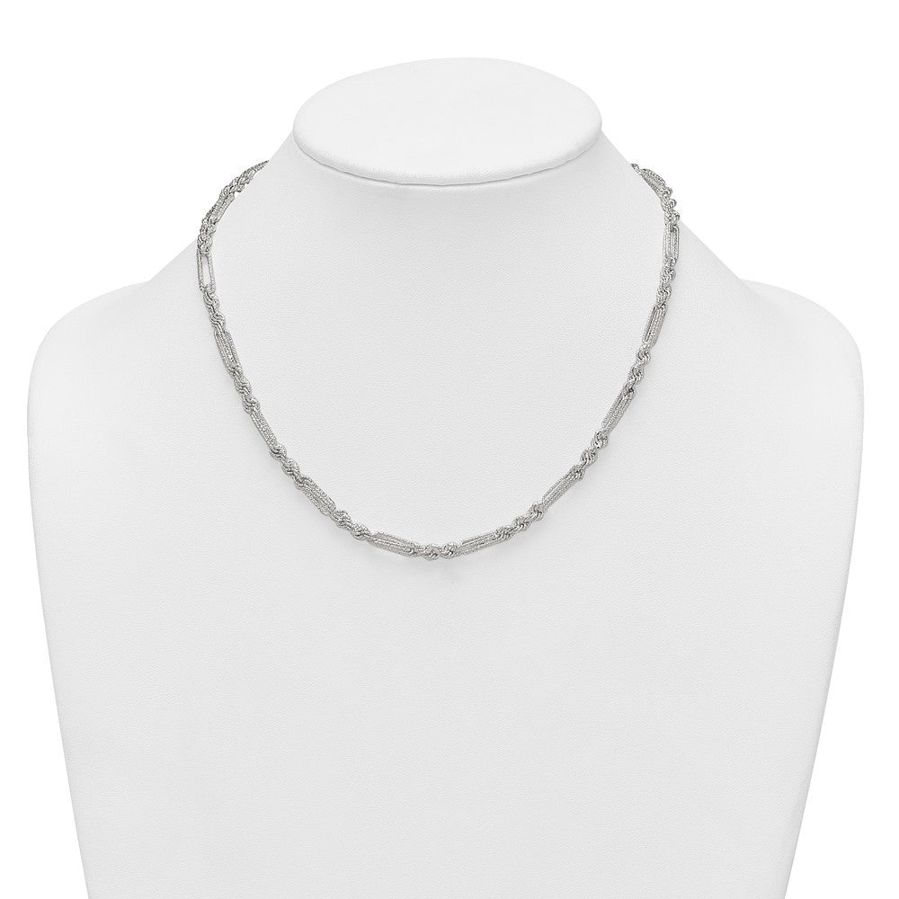 Sterling Silver Polished Textured 4.5mm Figaro Rope 18 inch Necklace