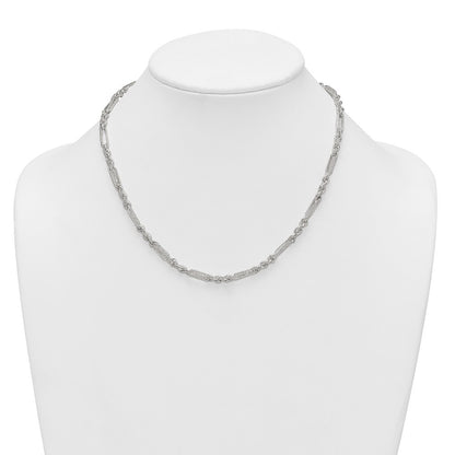 Sterling Silver Polished Textured 4.5mm Figaro Rope 18 inch Necklace