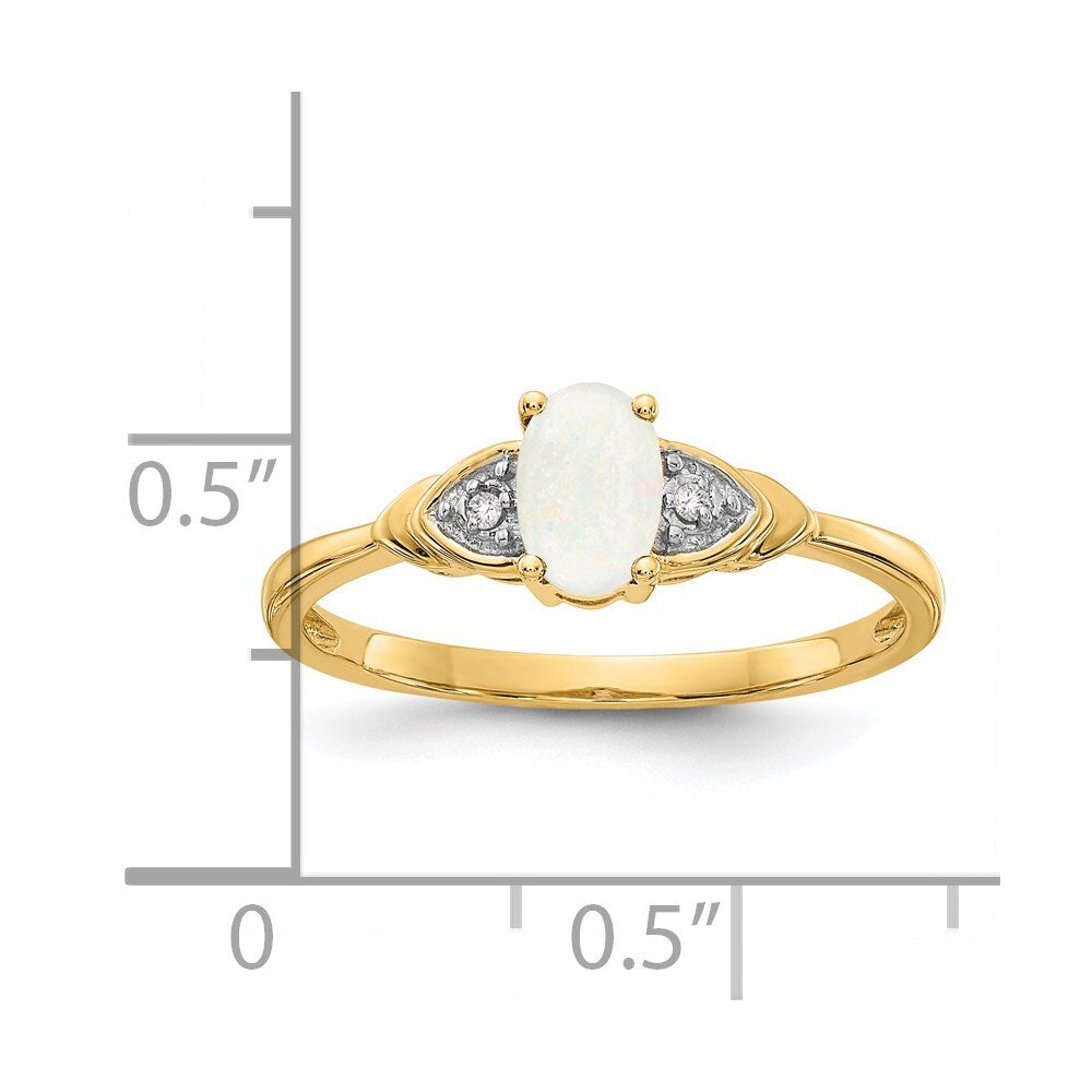14K Yellow Gold Opal and Diamond Ring