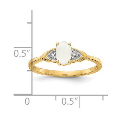 14K Yellow Gold Opal and Diamond Ring