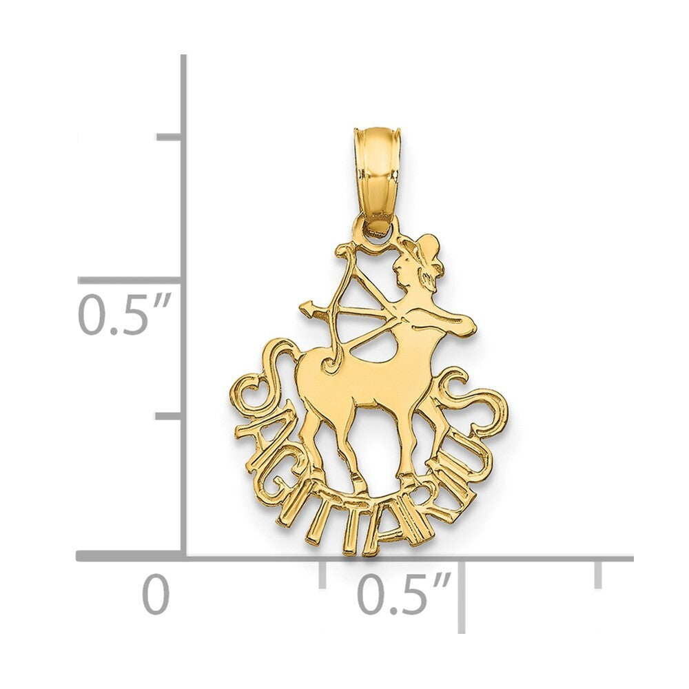 14k Yellow Gold SAGITTARIUS Zodiac Charm Pendant for Women