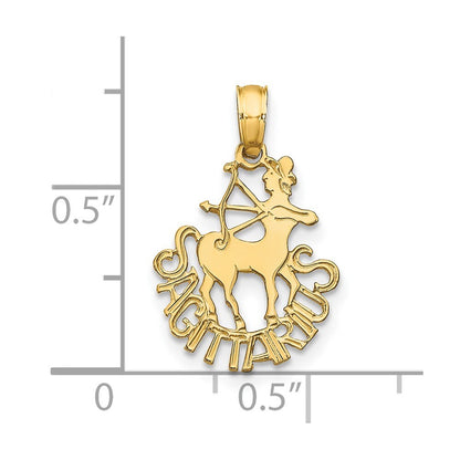 14k Yellow Gold SAGITTARIUS Zodiac Charm Pendant for Women