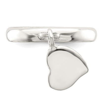 Sterling Silver Dangle Heart Ring Size 7