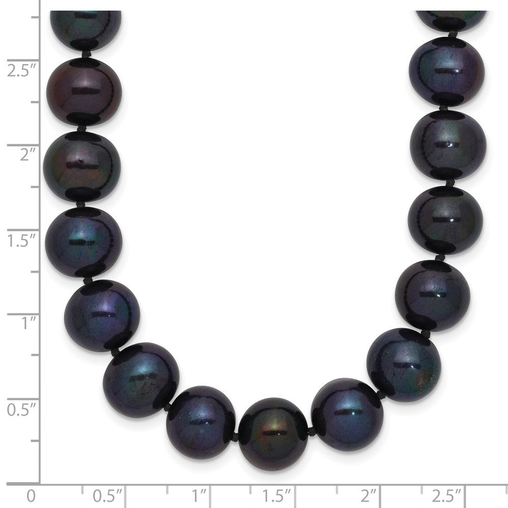 14k White Gold 10-11mm Black Freshwater Cultured Pearl 18 inch Necklace