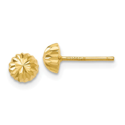14k Yellow Gold Gold Diamond-cut 5mm Domed Stud Earrings