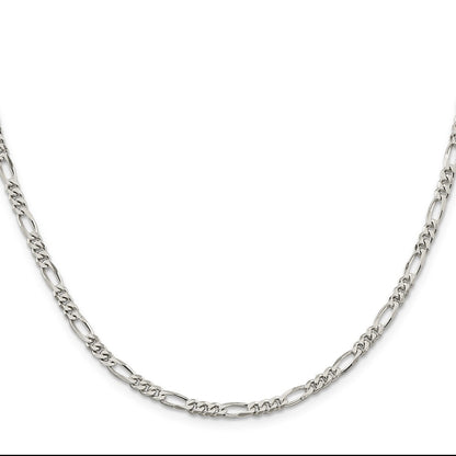 Sterling Silver Rhodium-plated 3.5mm Figaro Chain Necklace