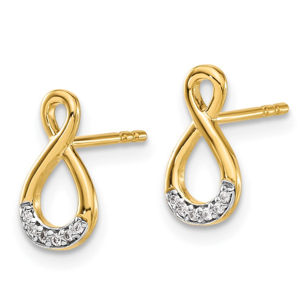 14k Yellow Gold and Rhodium Diamond Twisted Stud Earrings Gift for Women
