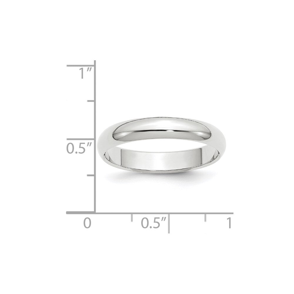 14k White Gold 4mm Half-Round Wedding Band Size 8