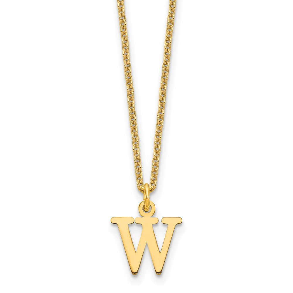 14k Yellow Gold Cutout Letter W Initial Necklace