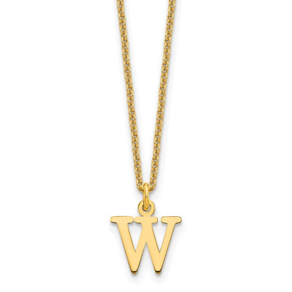 14k Yellow Gold Cutout Letter W Initial Necklace