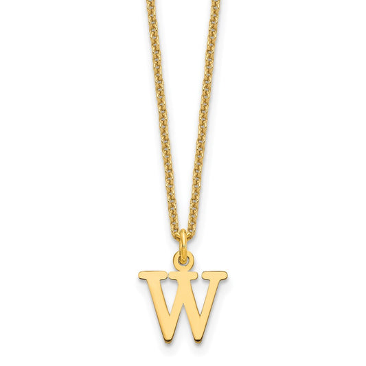 14k Yellow Gold Cutout Letter W Initial Necklace