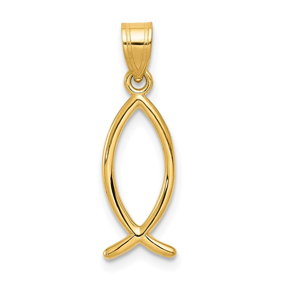 14k Yellow Gold Ichthus Fish Pendant for Women