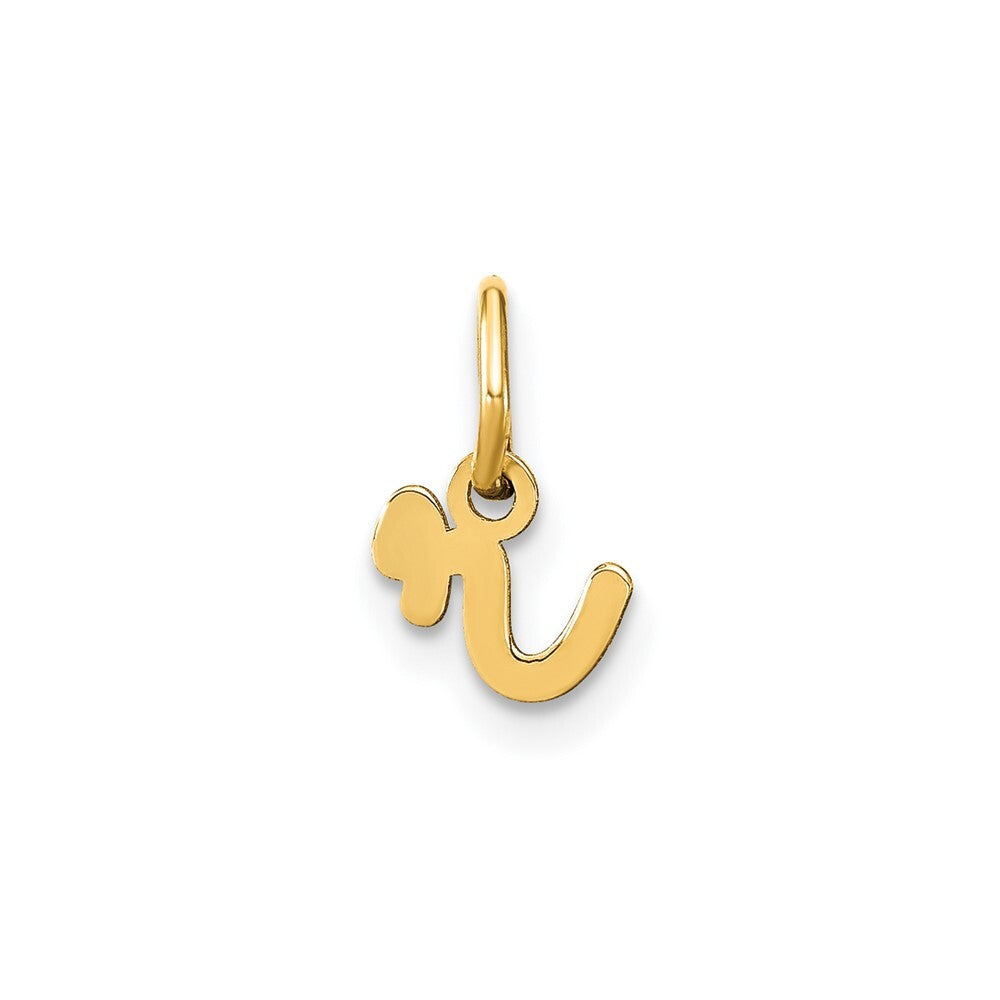 14k Yellow Gold Lower case Letter R Initial Charm Pendant for Women