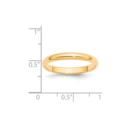 14K Yellow Gold Yellow Gold 3mm Half-Round Wedding Band Size 11