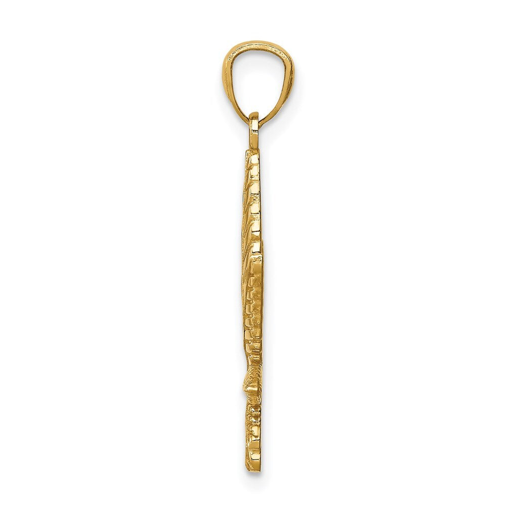 14k Yellow Gold Leaf Pendant for Women