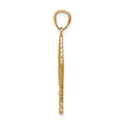 14k Yellow Gold Leaf Pendant for Women