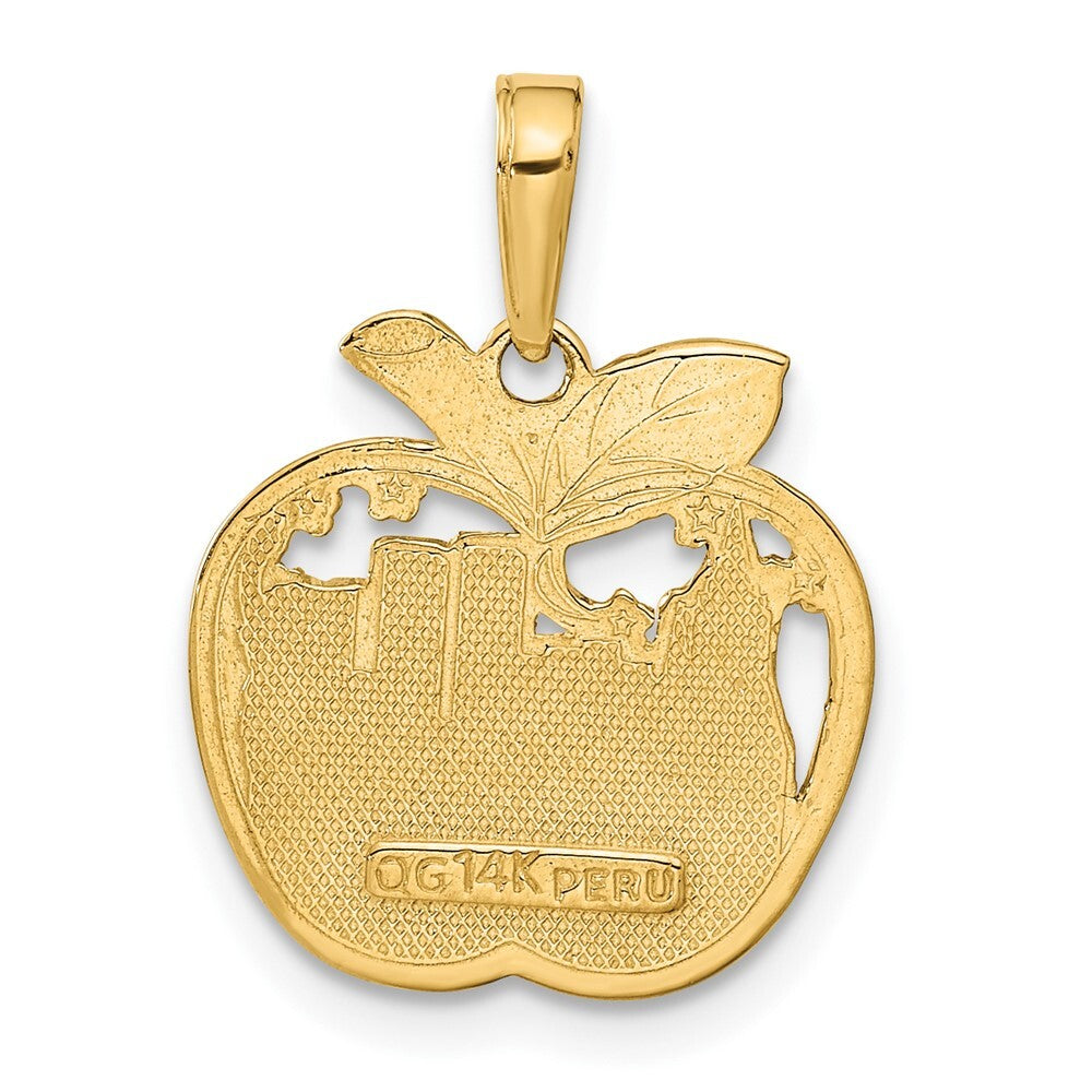 14k Yellow Gold NEW YORK City Skyline in Apple Pendant for Women