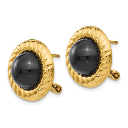 14k Yellow Gold Onyx Fancy Stud Earrings