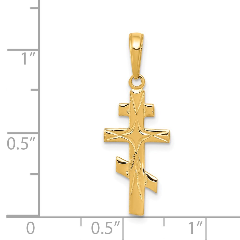 14k Yellow Gold Eastern Orthodox Cross Pendant