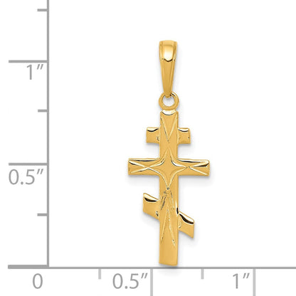 14k Yellow Gold Eastern Orthodox Cross Pendant