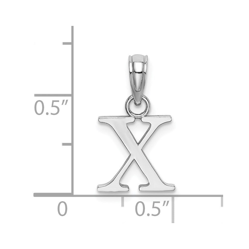 14k White Gold Polished Block Letter X Initial Pendant for Women