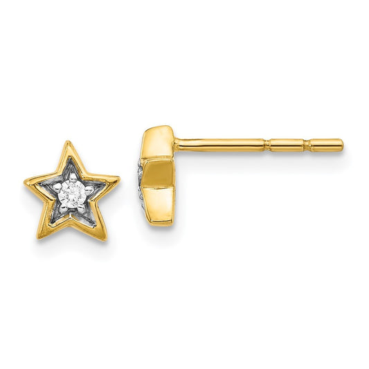 14k Yellow Gold Diamond Star Earrings