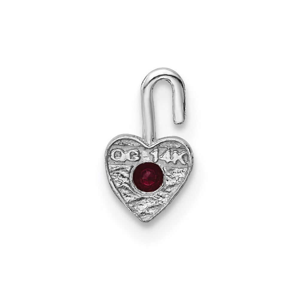 14k White Gold January Synthetic Birthstone Heart Charm Pendant for Women