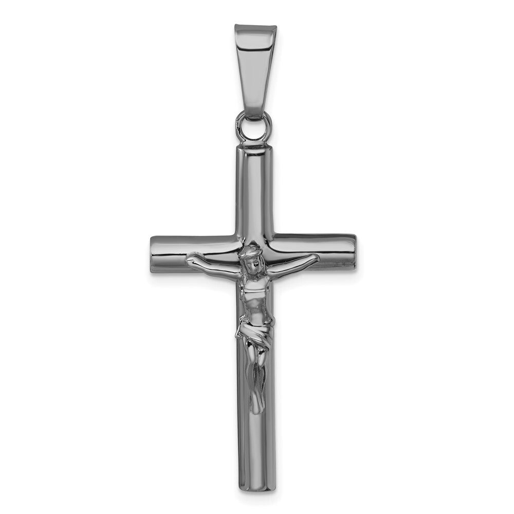 Sterling Silver Ruthenium Finish Polished Crucifix Pendant