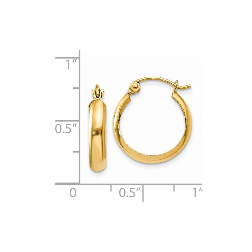 14k Yellow Gold Polished 3.5mm Hoop Earrings Gift for Women