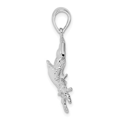 Sterling Silver Rhodium-Plated Polished Stone Crab Pendant