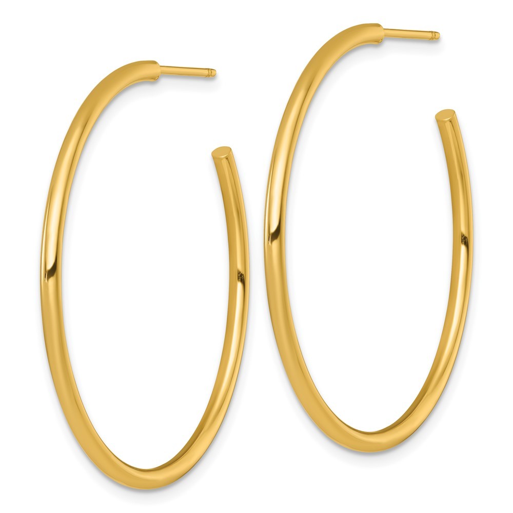 14k Yellow Gold Polished 2 x 40mm Tube C-Hoop Earrings