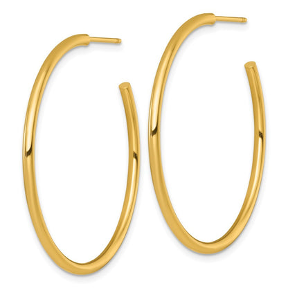 14k Yellow Gold Polished 2 x 40mm Tube C-Hoop Earrings