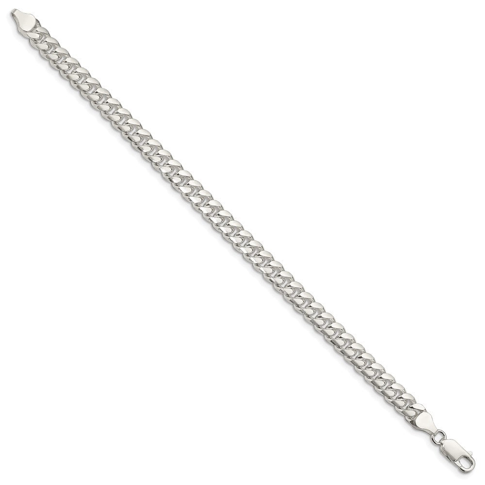 Sterling Silver 7mm Domed w/ Side Diamond-Cut Curb Chain Bracelet