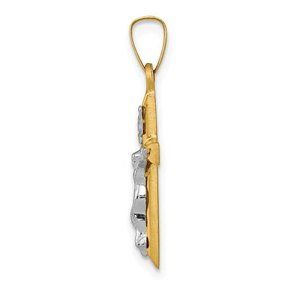 14k Two-tone Gold INRI Hollow Crucifix Pendant for Women