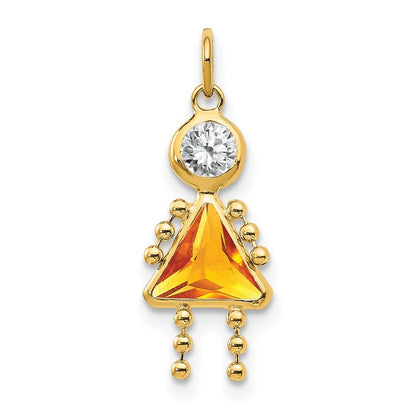 14k Yellow Gold November Girl Birthstone Charm Pendant for Women