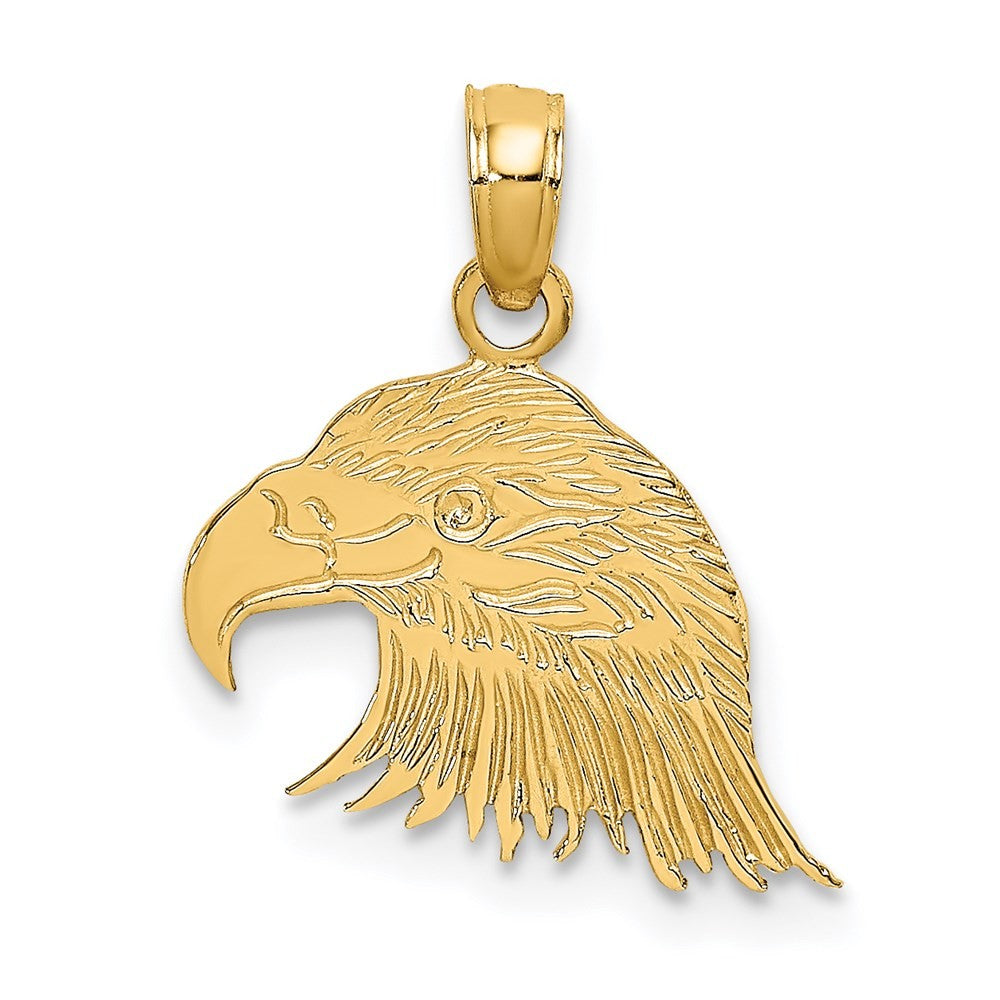 14k Yellow Gold Engraved Flat Eagle Head Charm