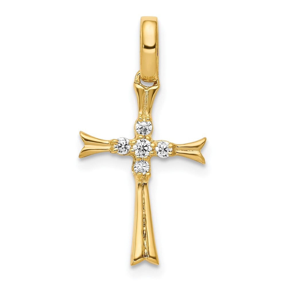 14k Yellow Gold 1/15ct. Diamond Cross Pendant for Women