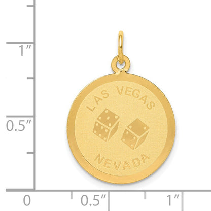 14k Yellow Gold LAS VEGAS Disc Charm
