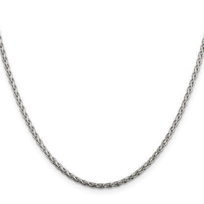 Sterling Silver 2mm Diamond-cut Spiga Chain Necklace