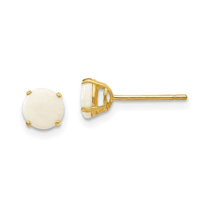 14k Yellow Gold Madi K Round Opal 5mm Post Earrings