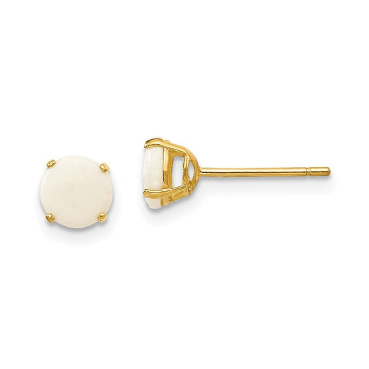 14k Yellow Gold Madi K Round Opal 5mm Post Earrings