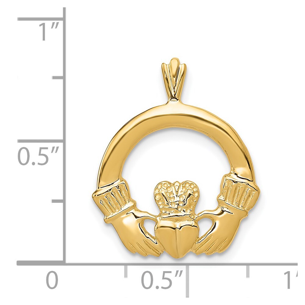 14k Yellow Gold Claddagh Pendant for Women