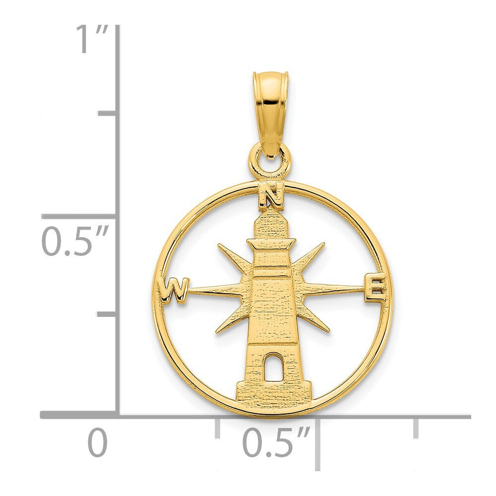 14k Yellow Gold Lighthouse Charm Pendant for Women