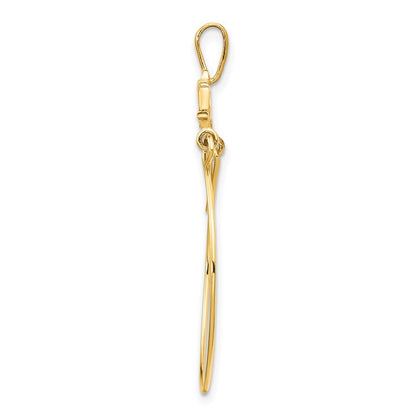 14k Yellow Gold Double Dolphins Charm Holder Pendant