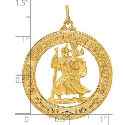 14k Yellow Gold Saint Christopher Medal Pendant