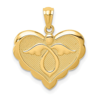 14k Yellow Gold Angel in Heart Pendant for Women