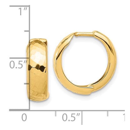 14k Yellow Gold Polished and Diamond-cut Huggie Hoop Earrings Gift for Women