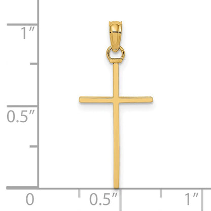 14k Yellow Gold 3-D and Polished Stick Cross Charm