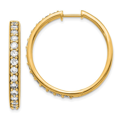 14k Yellow Gold Diamond Hinged Hoop Earrings