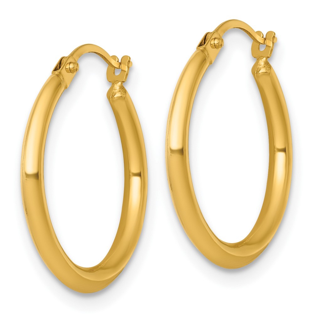 14k Yellow Gold Polished 2.00 x 18.00mm Round Tube Hoop Earrings
